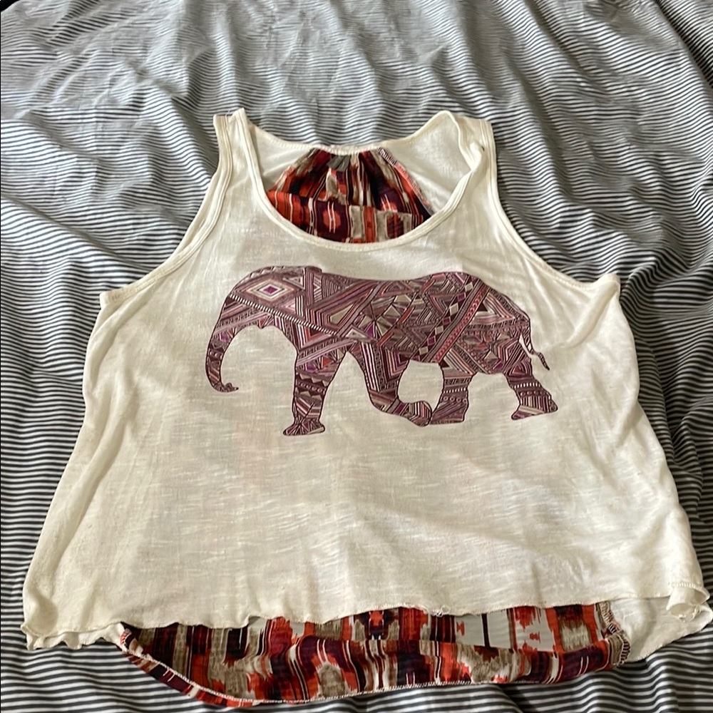 Vanity White and Red Graphic Crop Tank Top